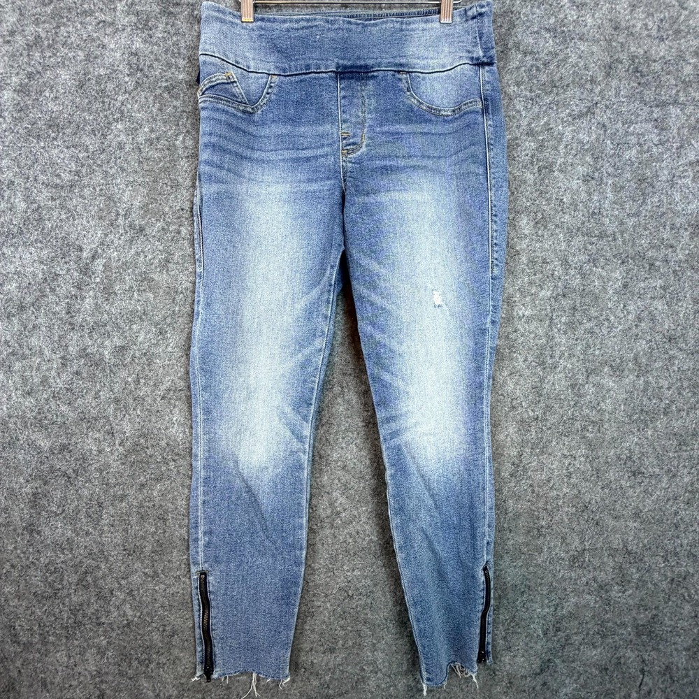 Rock & Republic Jeans Womens 12 Blue Denim Rx Fever Pull On Slimming Ankle Zip